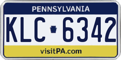 PA license plate KLC6342