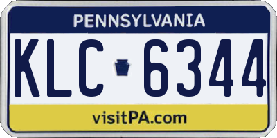 PA license plate KLC6344