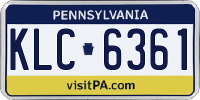 PA license plate KLC6361