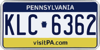 PA license plate KLC6362