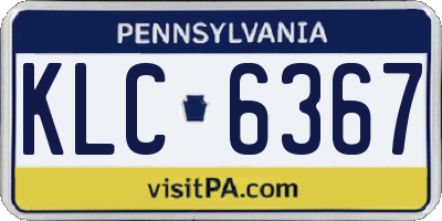 PA license plate KLC6367