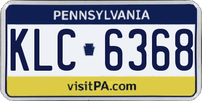 PA license plate KLC6368