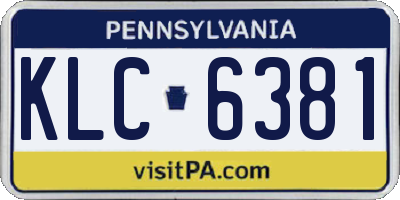 PA license plate KLC6381