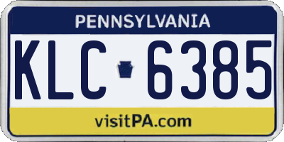 PA license plate KLC6385
