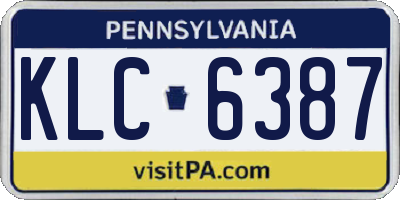 PA license plate KLC6387