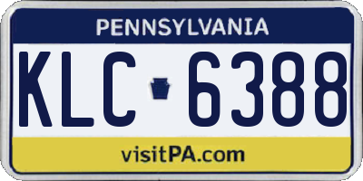 PA license plate KLC6388