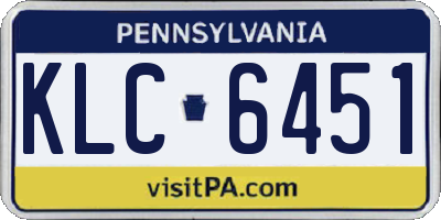 PA license plate KLC6451