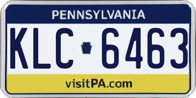 PA license plate KLC6463