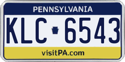 PA license plate KLC6543