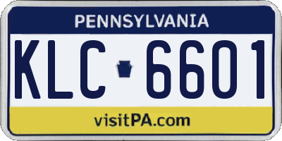 PA license plate KLC6601