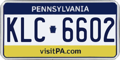 PA license plate KLC6602
