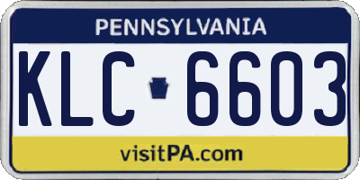PA license plate KLC6603