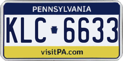 PA license plate KLC6633
