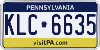 PA license plate KLC6635