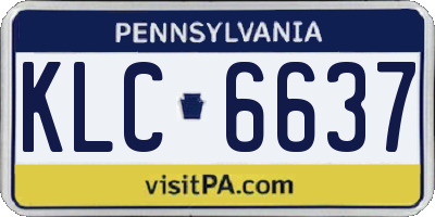 PA license plate KLC6637