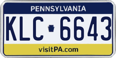 PA license plate KLC6643