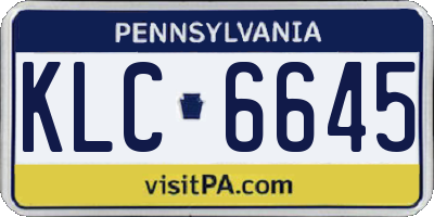 PA license plate KLC6645