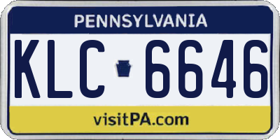 PA license plate KLC6646