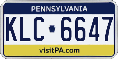 PA license plate KLC6647