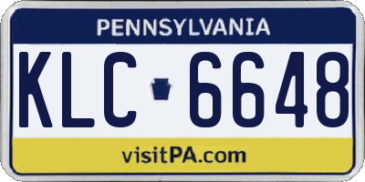 PA license plate KLC6648