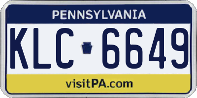 PA license plate KLC6649