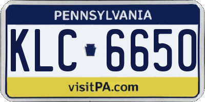 PA license plate KLC6650