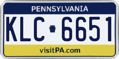 PA license plate KLC6651
