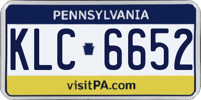 PA license plate KLC6652