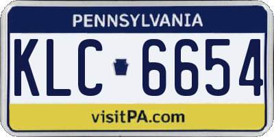 PA license plate KLC6654