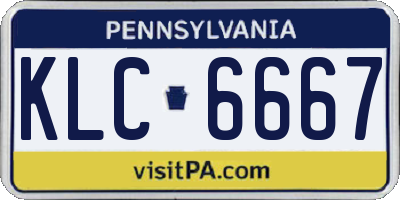 PA license plate KLC6667