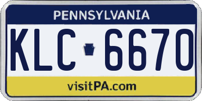 PA license plate KLC6670