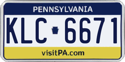 PA license plate KLC6671