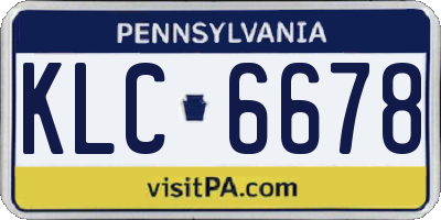PA license plate KLC6678