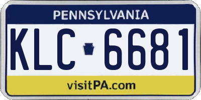 PA license plate KLC6681