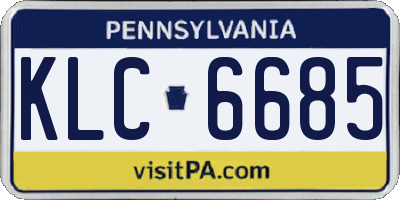PA license plate KLC6685