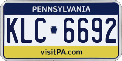 PA license plate KLC6692
