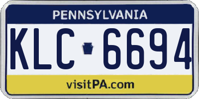 PA license plate KLC6694