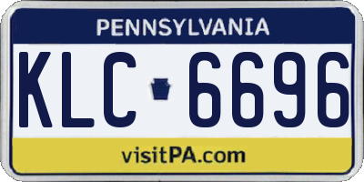 PA license plate KLC6696
