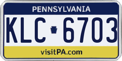 PA license plate KLC6703