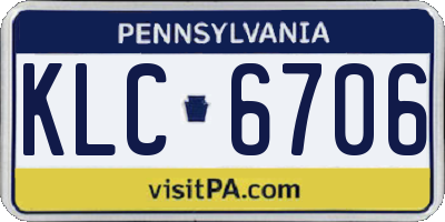 PA license plate KLC6706
