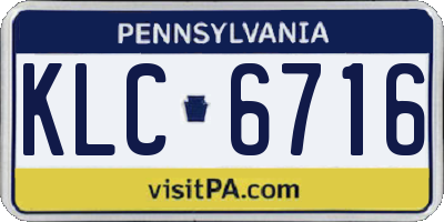 PA license plate KLC6716