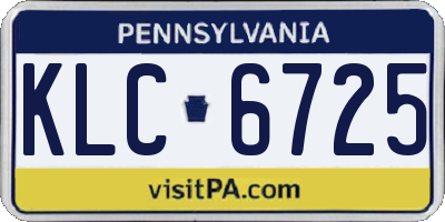 PA license plate KLC6725