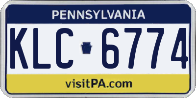 PA license plate KLC6774