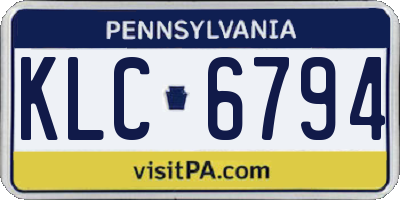 PA license plate KLC6794