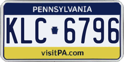 PA license plate KLC6796