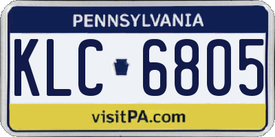 PA license plate KLC6805