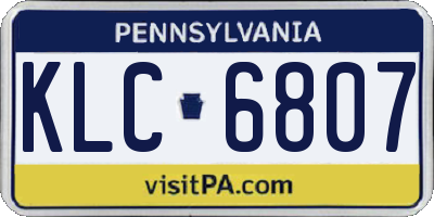 PA license plate KLC6807