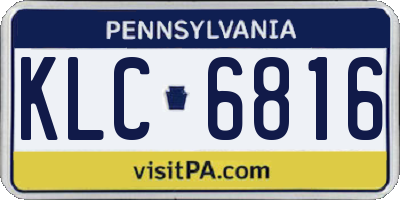 PA license plate KLC6816