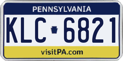 PA license plate KLC6821