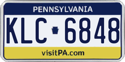 PA license plate KLC6848